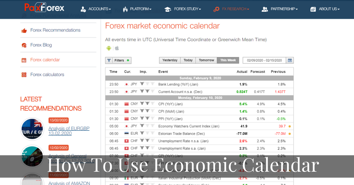How To Use Economic Calendar